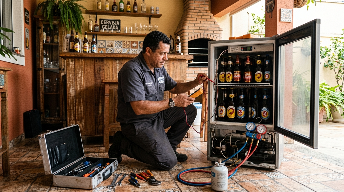 Recarga de gás refrigerante em cervejeira em atendimento no Centro, Palmas‑TO